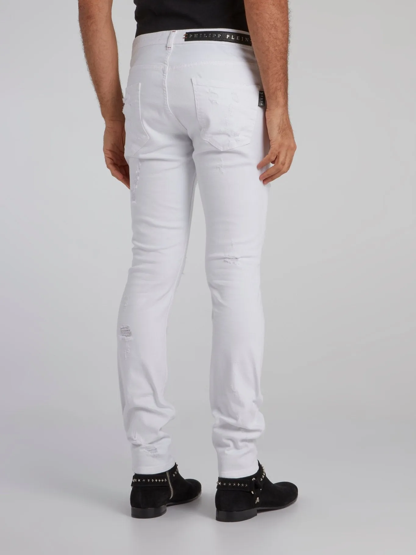 White Distressed Skinny Trousers