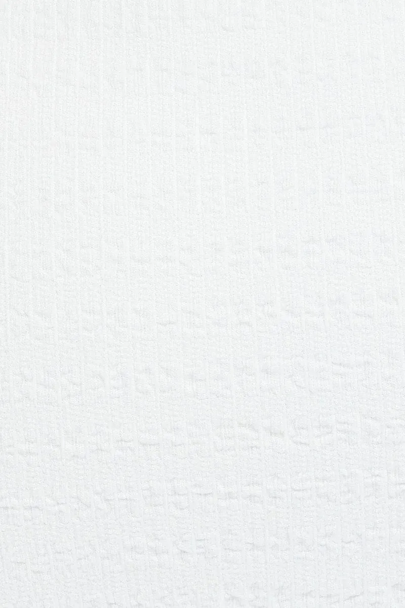 White Midi Skirt High Rise Textured Jersey
