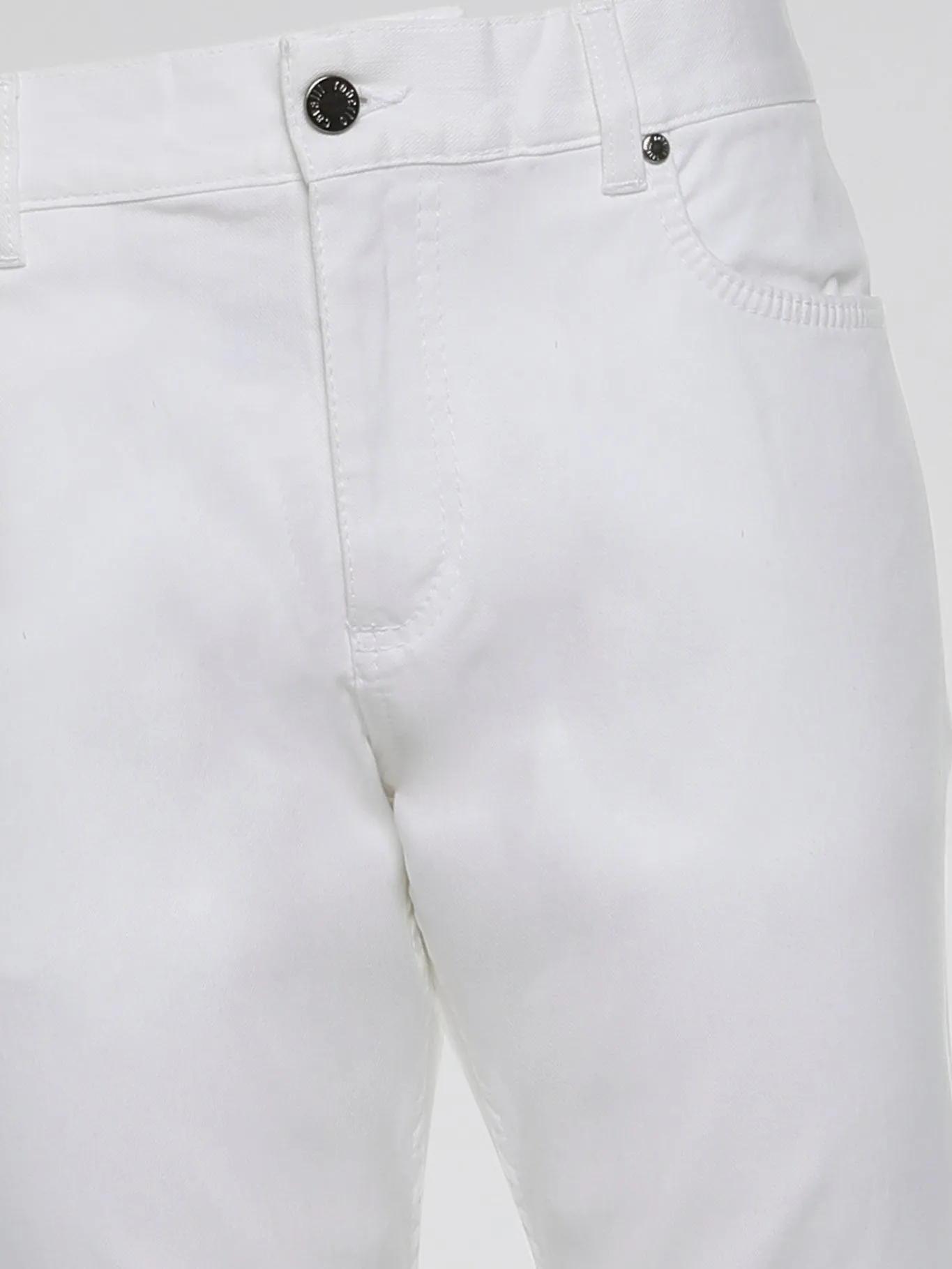 White Straight Cut Trousers