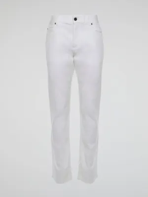 White Straight Cut Trousers