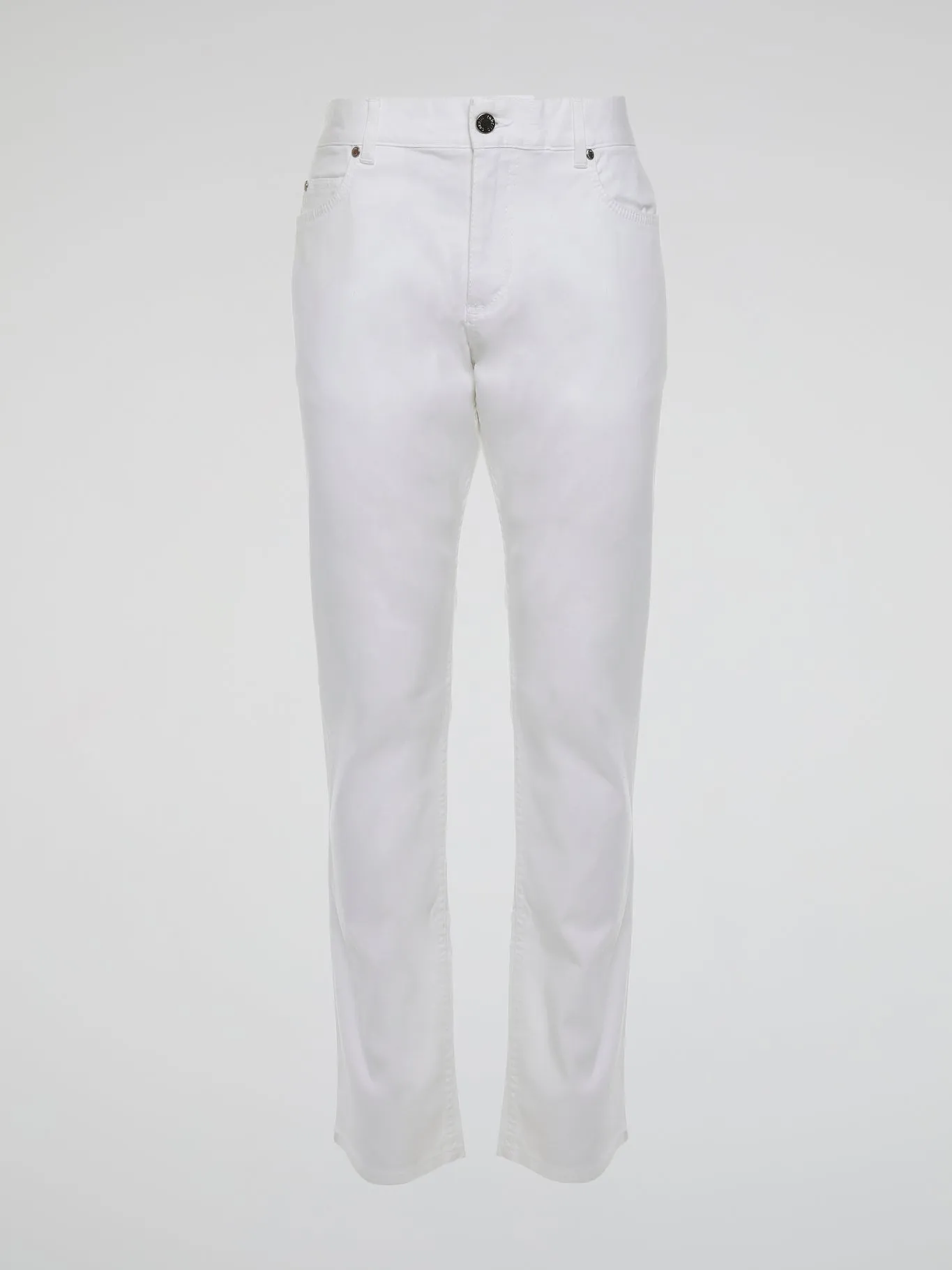White Straight Cut Trousers