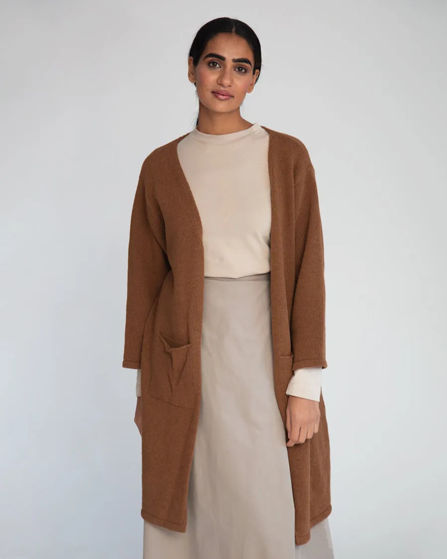 Whitney-Rose Virgin Wool Cardigan In Tan