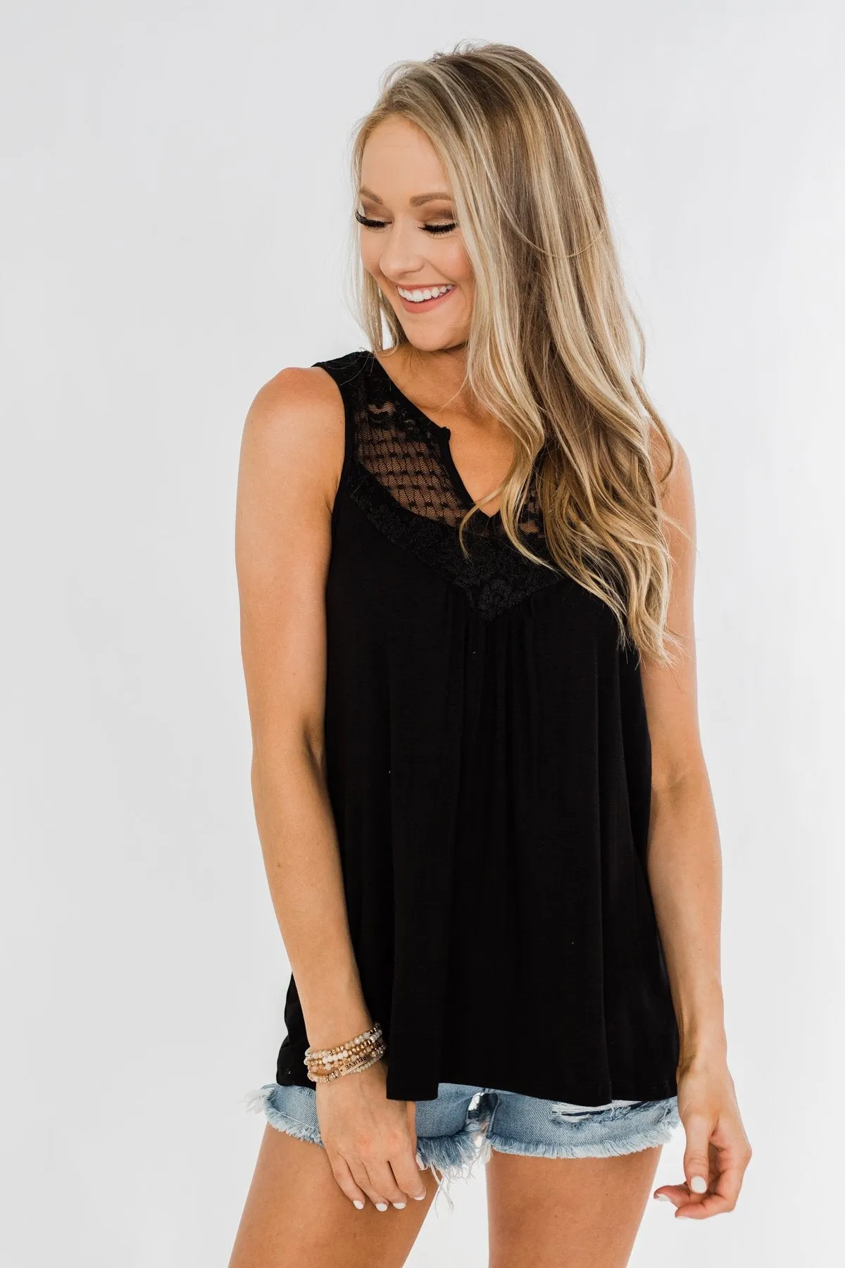 Wide Open Spaces Tank Top- Black