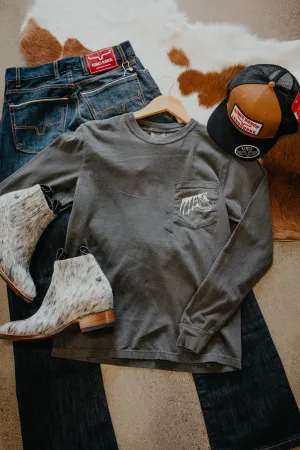 'Wind River' Horse CC Exclusive Grey Long Sleeve Pocket T (1 XXL ONLY)