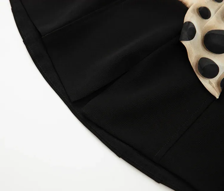 Windsor Dot Print Top   Elastic Waist Trousers Office Lady Two Piece Set