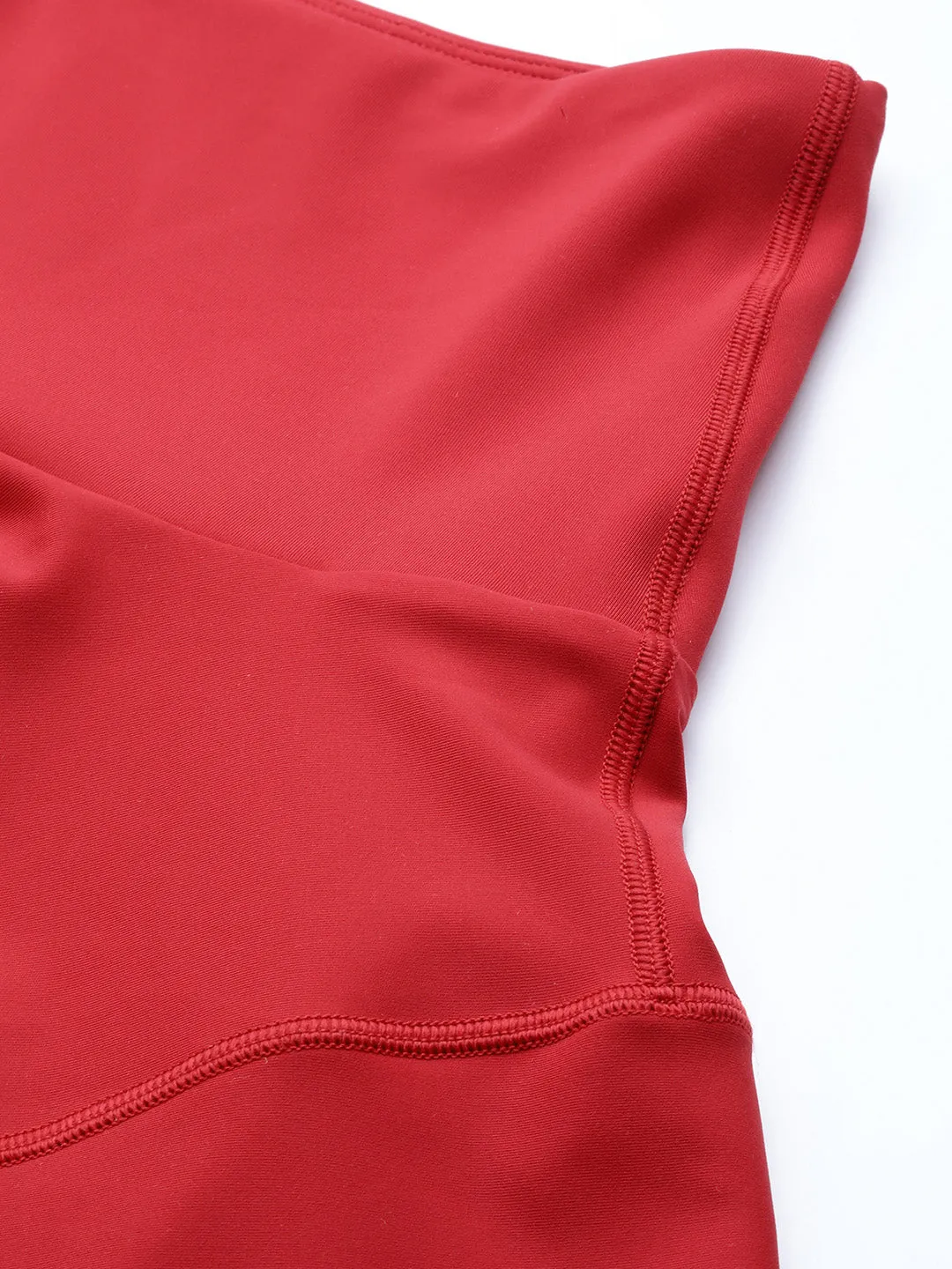 Women Red Solid A-Line Workout Skirt With Built In Shorts