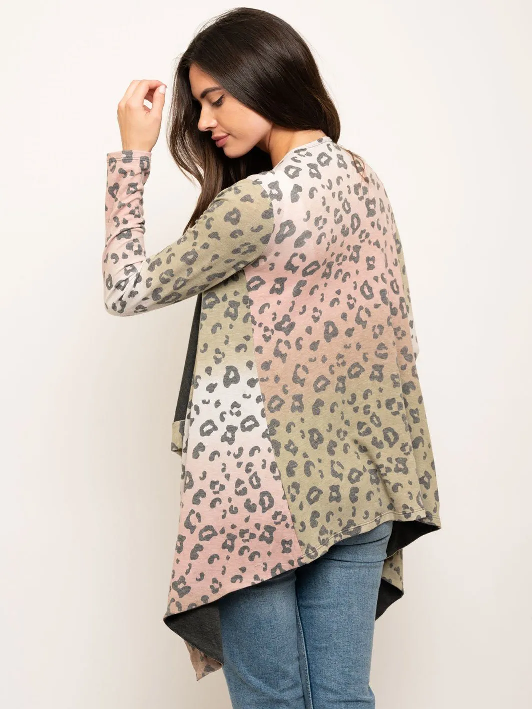 WOMEN'S ANIMAL PRINT TIE DYE CARDIGAN