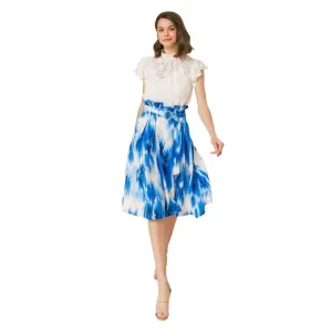 Women's Belted Paper Bag Pleated Midi Skirt