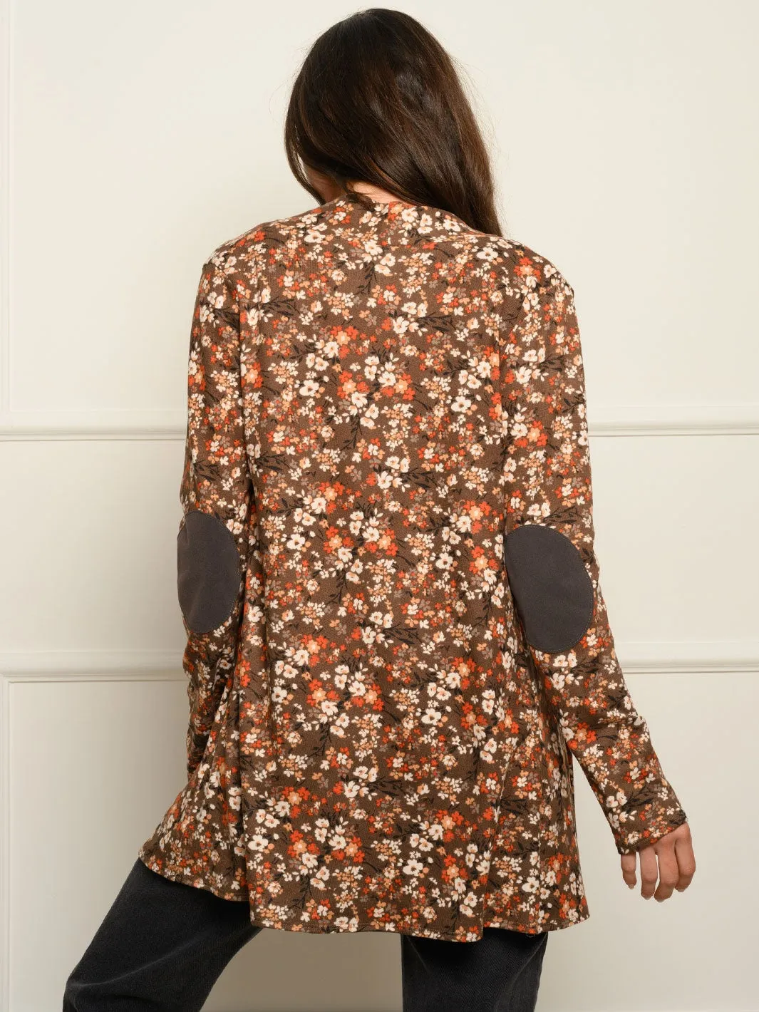 WOMEN'S LONG SLEEVE FLORAL OPEN CARDIGAN
