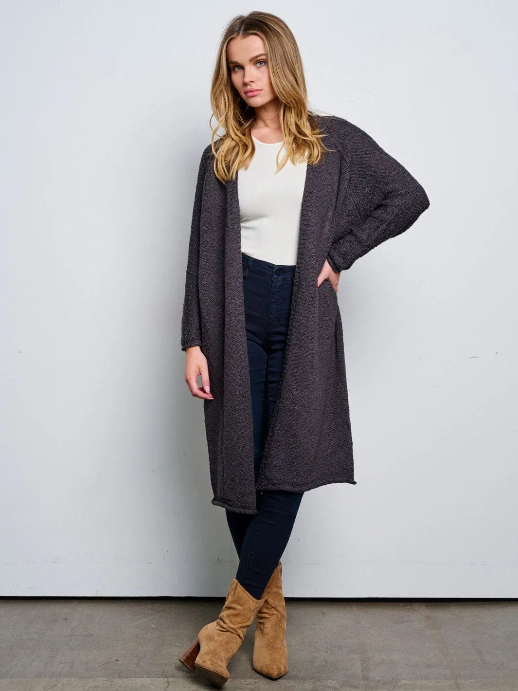 WOMEN'S LONG SLEEVE OPEN FRONT CARDIGAN