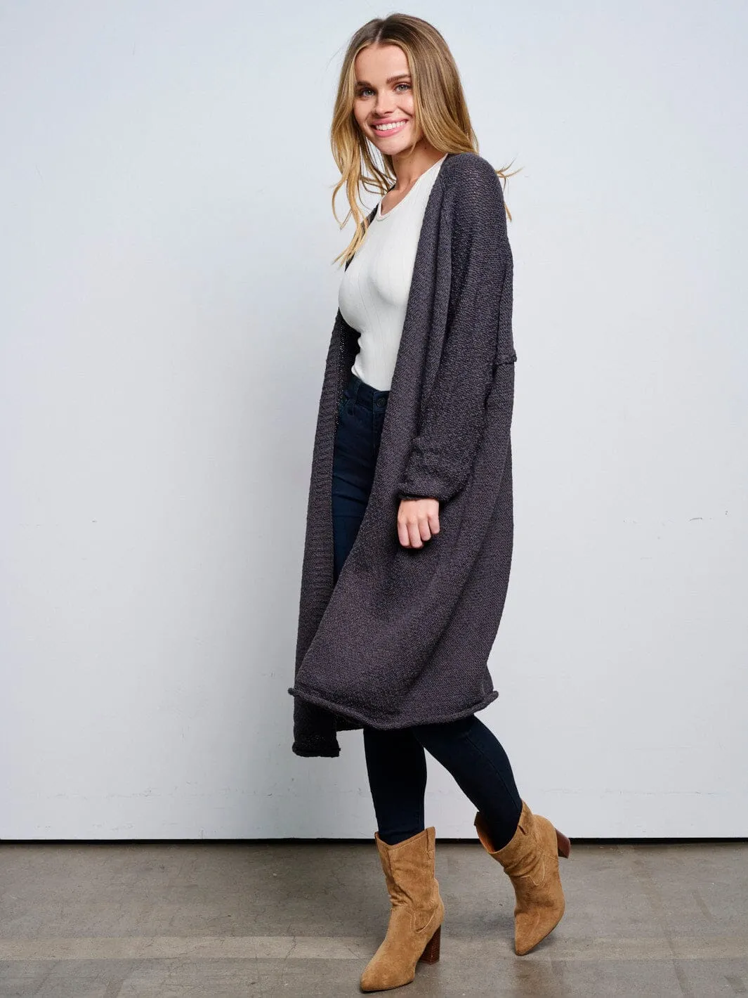 WOMEN'S LONG SLEEVE OPEN FRONT CARDIGAN