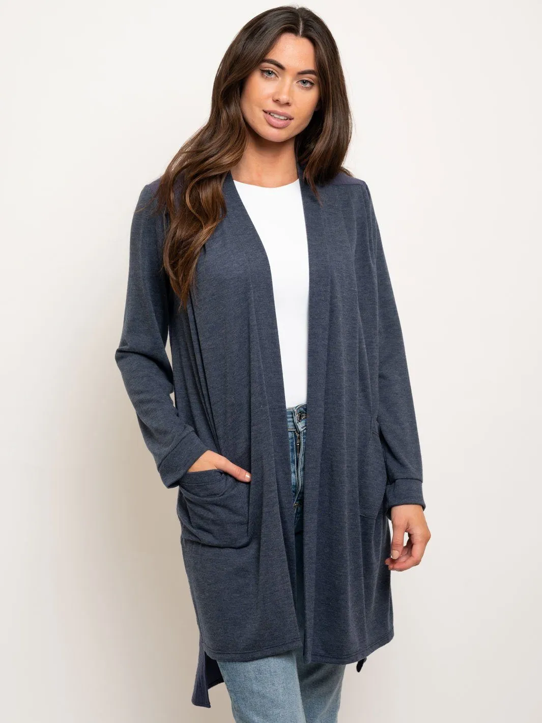 WOMEN'S LONG SLEEVE POCKETS CARDIGAN
