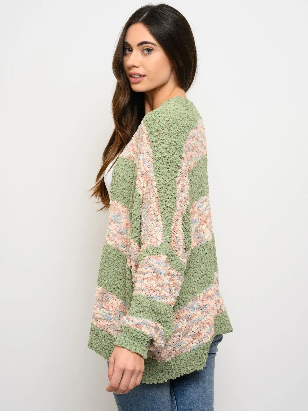 WOMEN'S OPEN MULTI COLOR SWEATER CARDIGAN