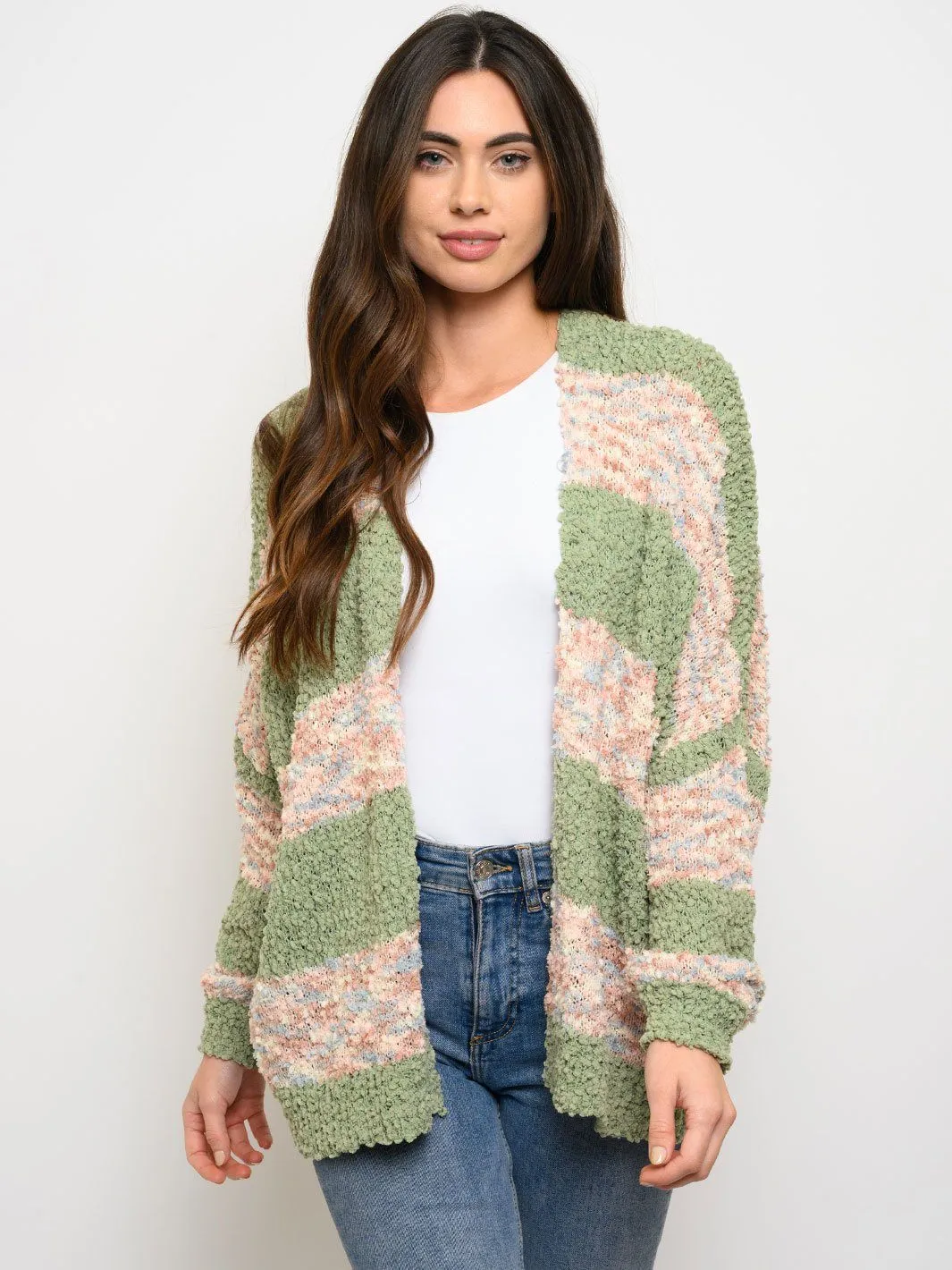 WOMEN'S OPEN MULTI COLOR SWEATER CARDIGAN