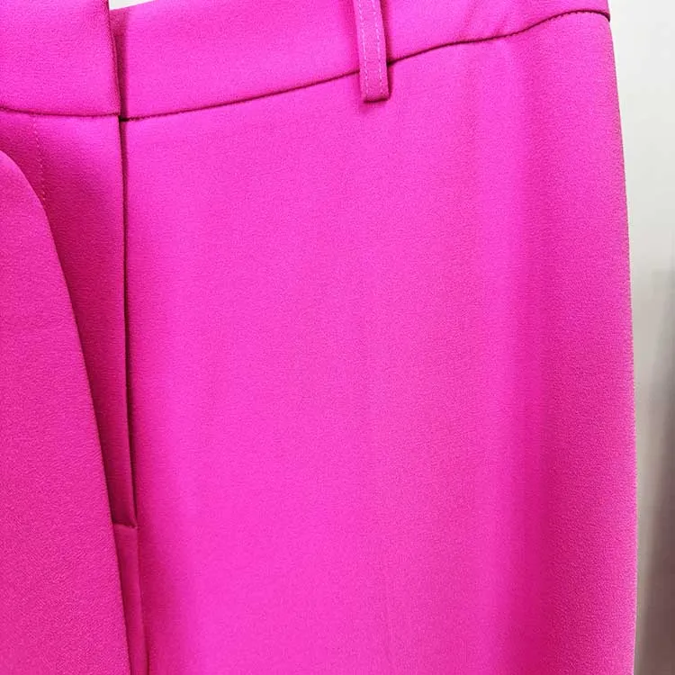 Womens Pink Pantsuit Crop Jacket Trousers Suit