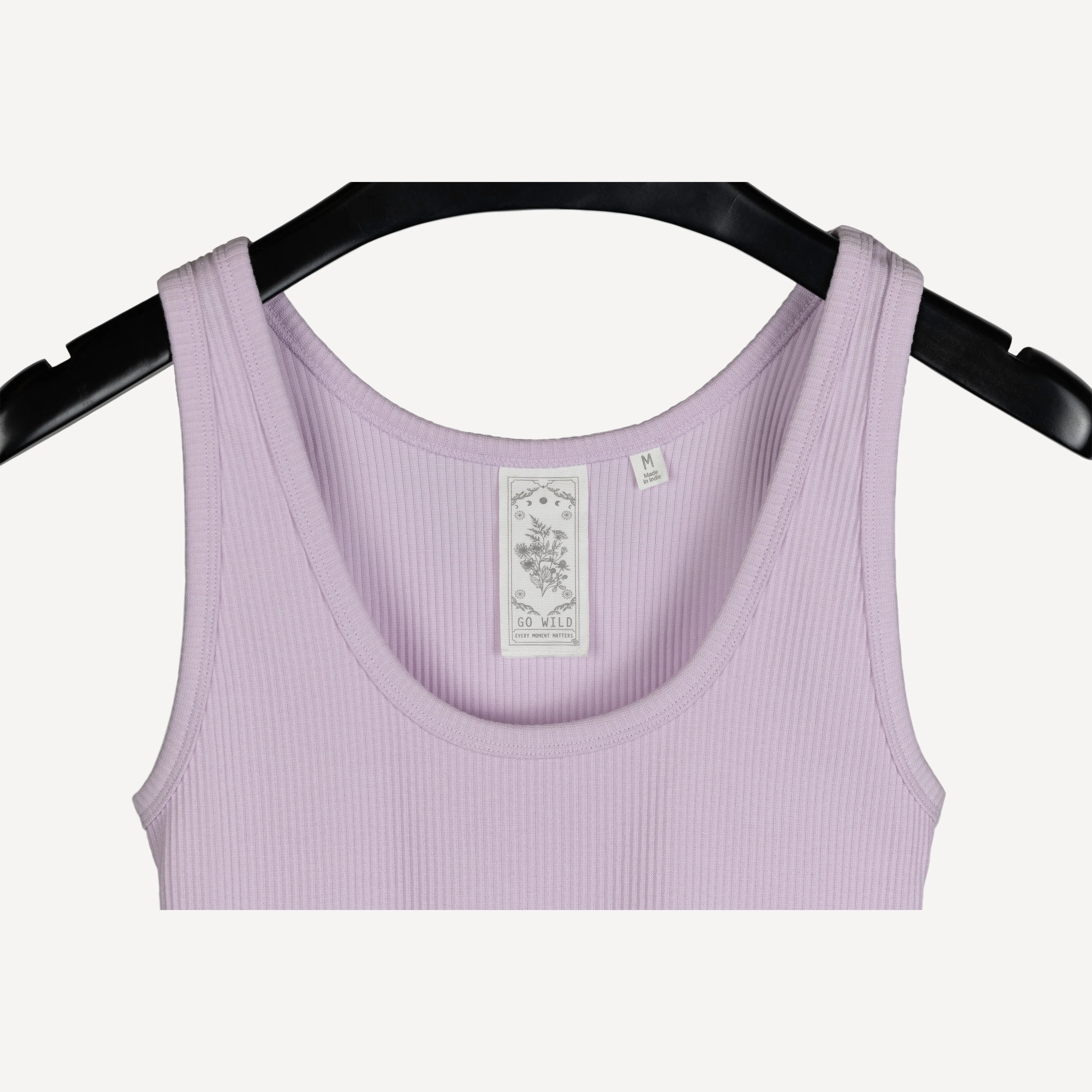Womens "Chunky" Cotton/Spandex Rib Tank - Lavender Fog