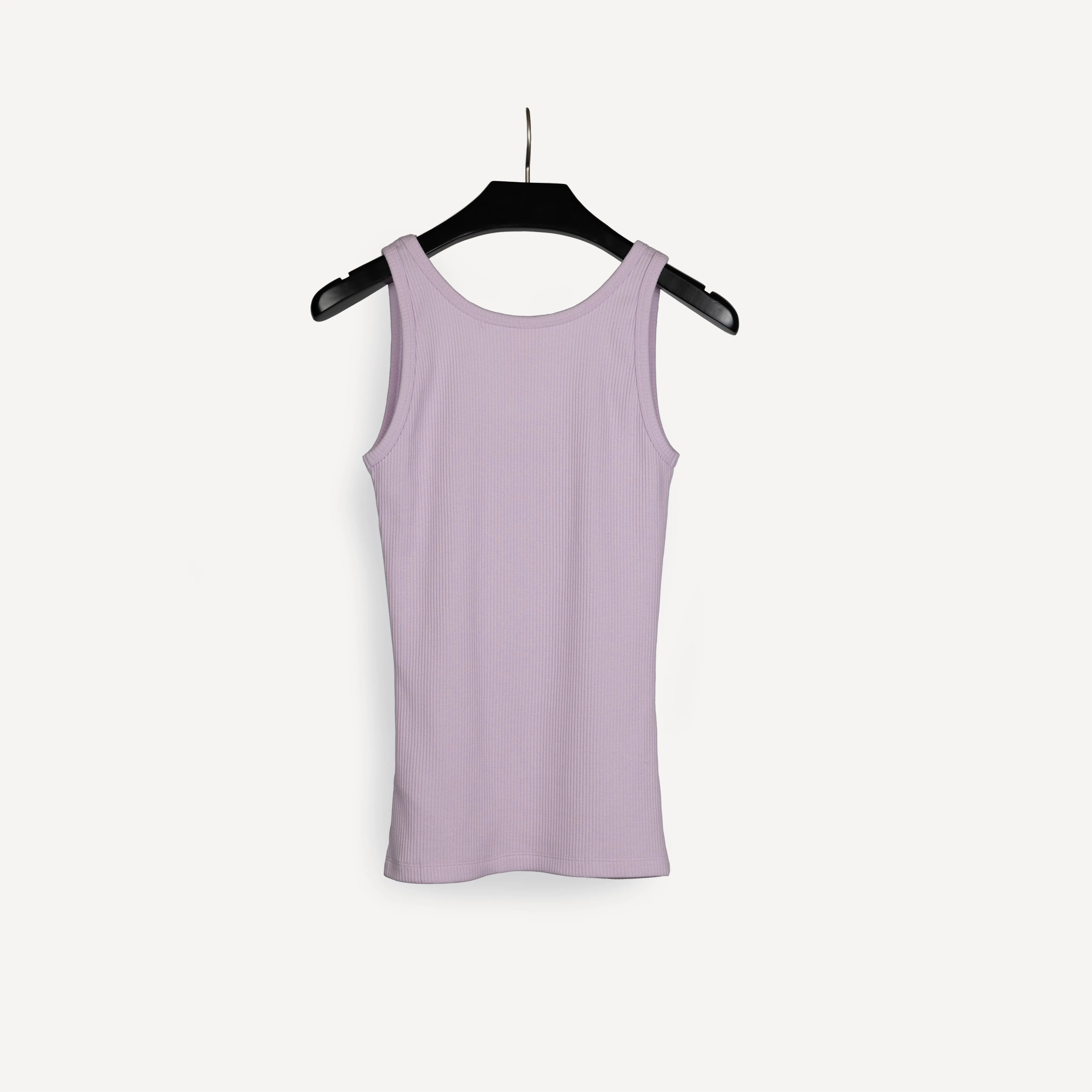 Womens "Chunky" Cotton/Spandex Rib Tank - Lavender Fog