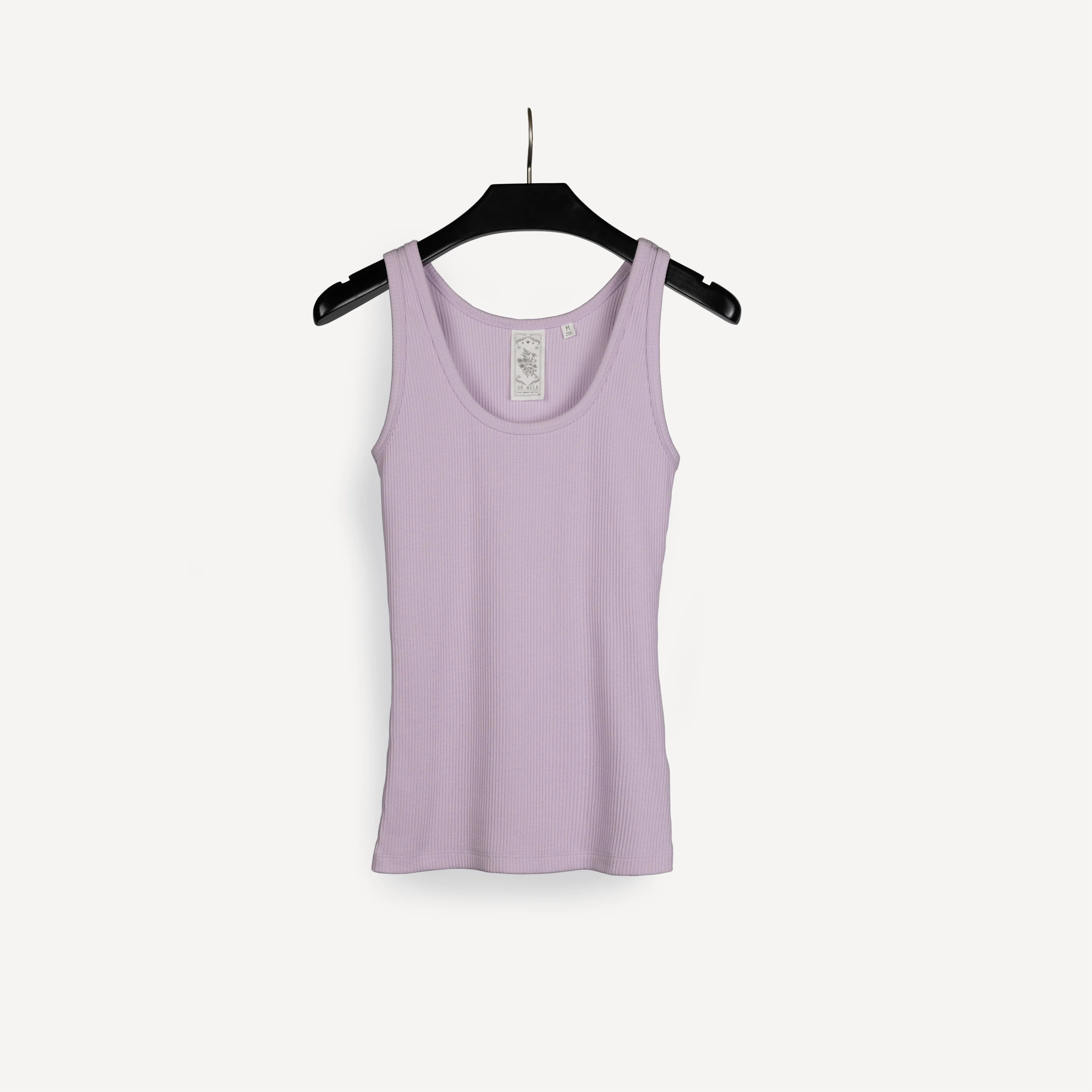 Womens "Chunky" Cotton/Spandex Rib Tank - Lavender Fog