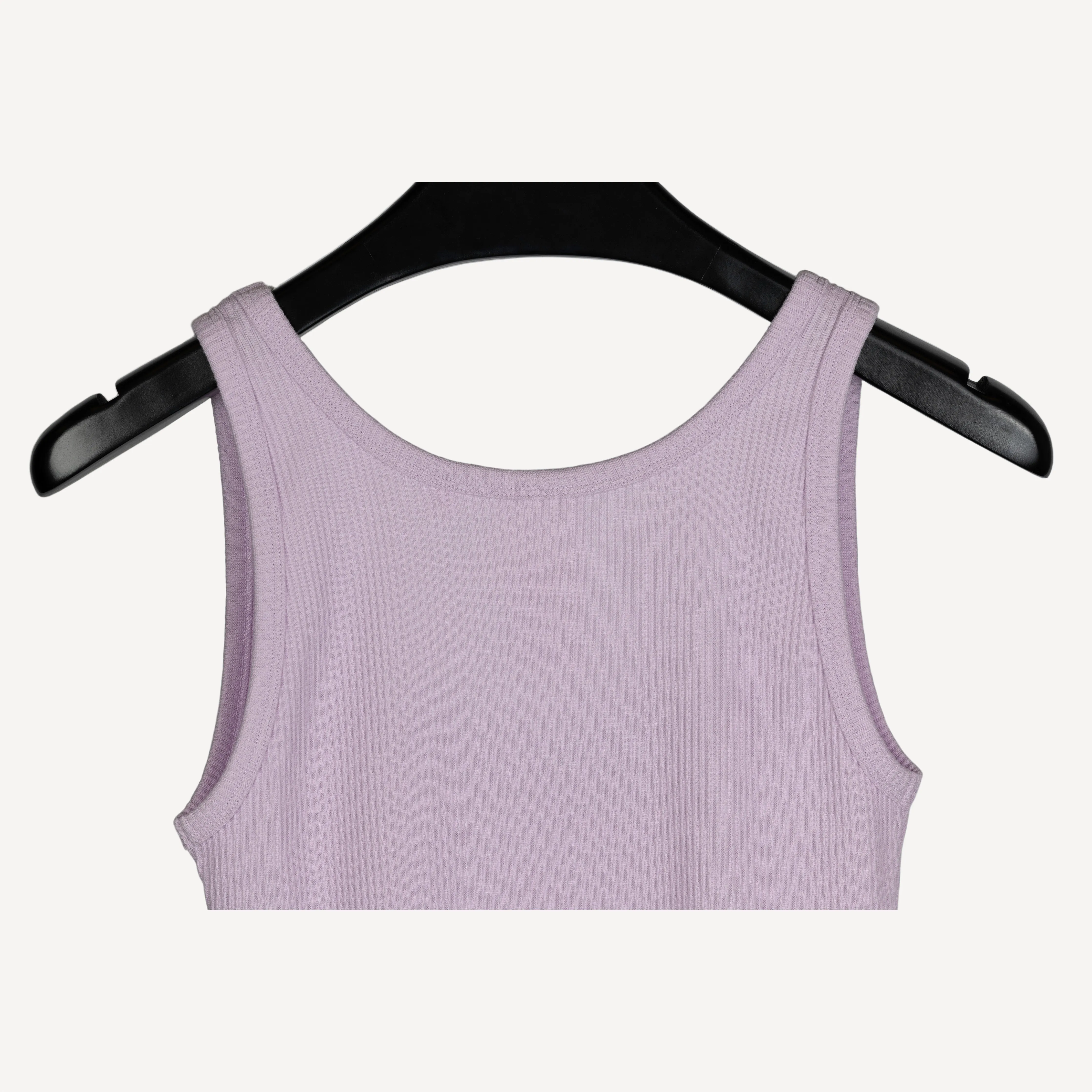 Womens "Chunky" Cotton/Spandex Rib Tank - Lavender Fog
