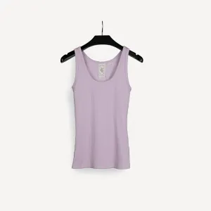Womens "Chunky" Cotton/Spandex Rib Tank - Lavender Fog