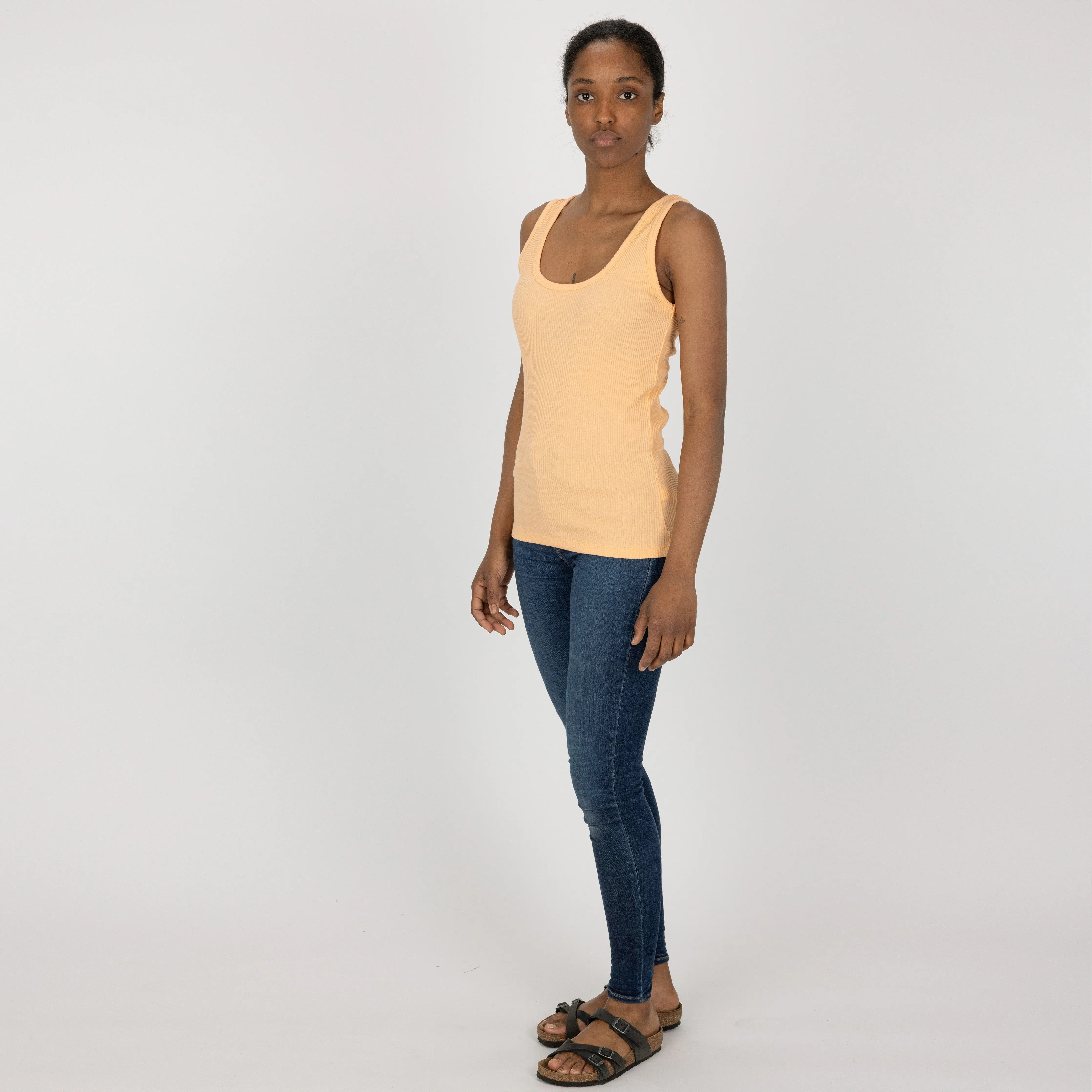 Womens "Chunky" Cotton/Spandex Rib Tank - Peach Fuzz
