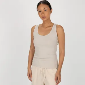 Womens "Chunky" Cotton/Spandex Rib Tank - Pumice Stone
