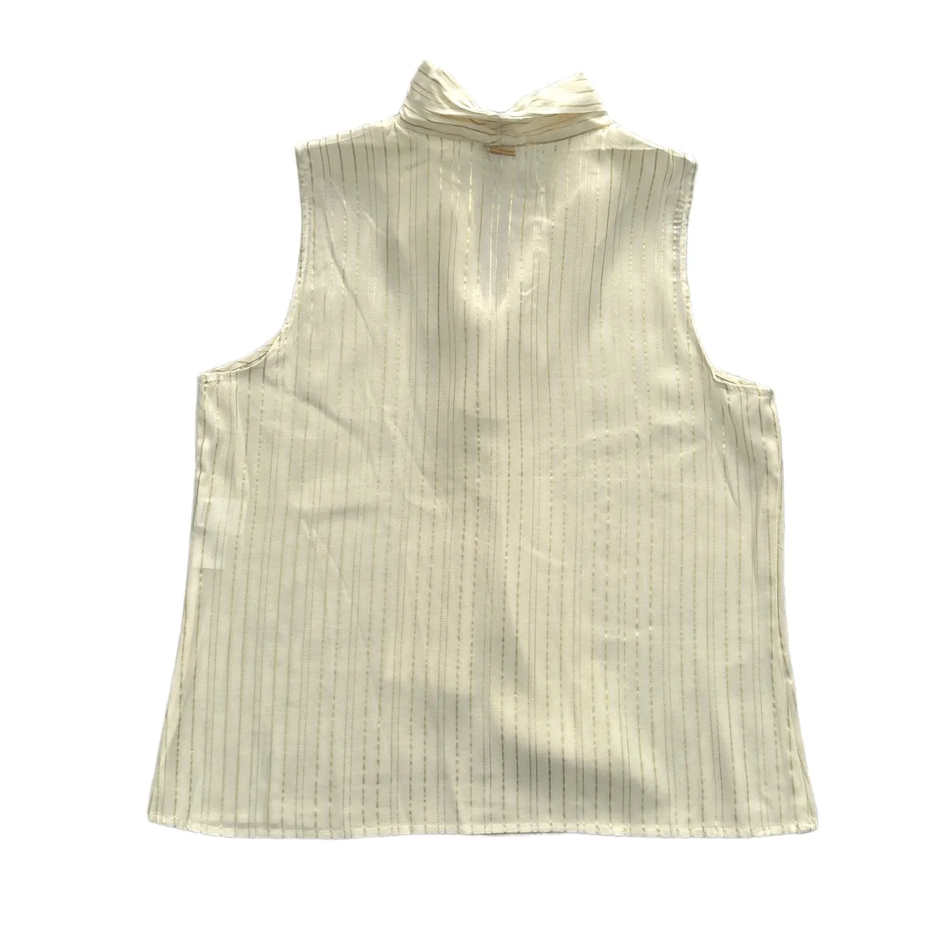 Women's Tie Neck Sleeveless Blouse Stripe loose Tops