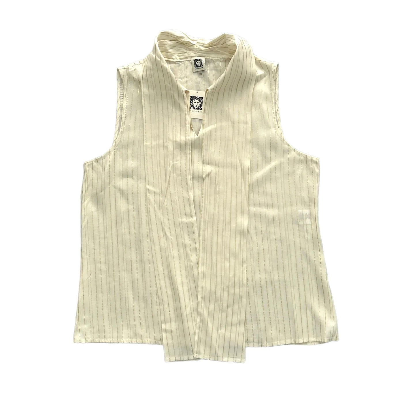 Women's Tie Neck Sleeveless Blouse Stripe loose Tops