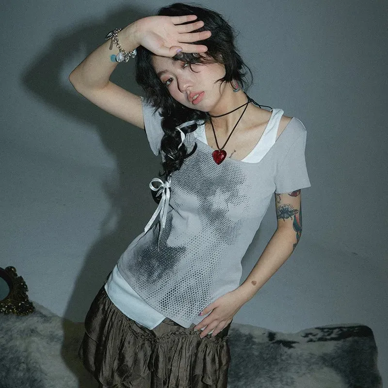 Y2K Grunge Asymmetric Layered Top