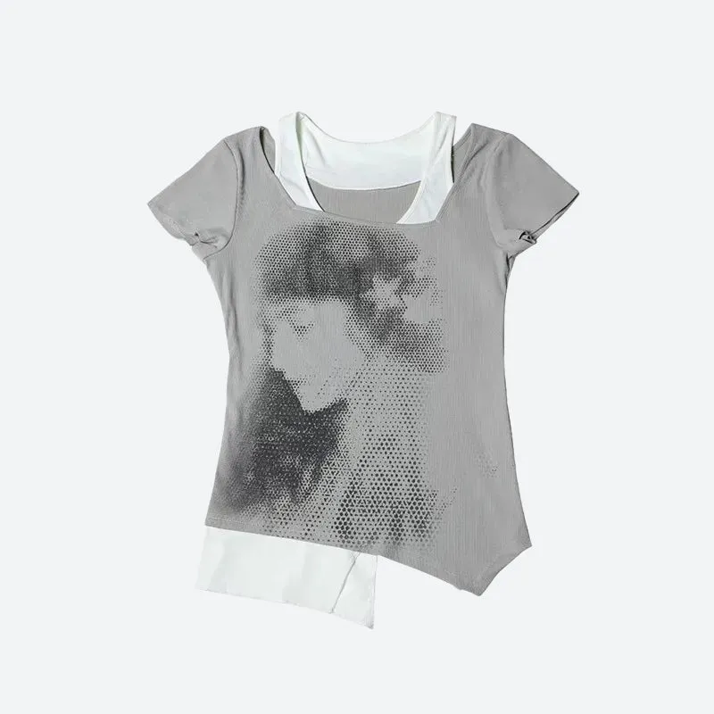 Y2K Grunge Asymmetric Layered Top