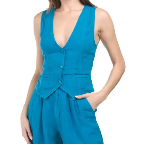 YOUNG FABULOUS BROKE Linen/rayon  Veda Vest 297T0