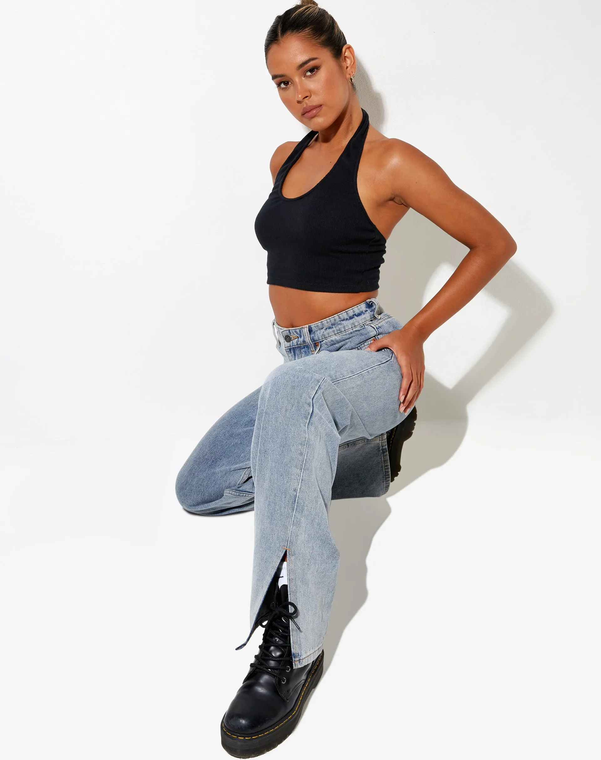 Zagh Top in Rib Black