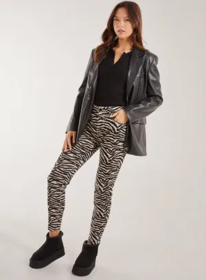 Zebra Print Straight Jeans