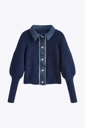Zelda - Elegant Denim Button Up Woman's Cardigan